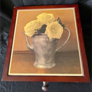 Tri Coastal Design Jewlery Box Teapot Roses Ring Holder Drawer Trinket Box